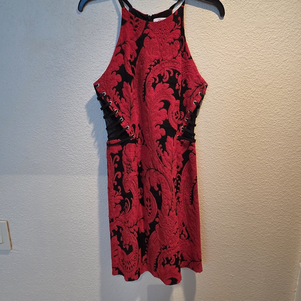 Parker Red and Black Halter Dress - Picture 2 of 4